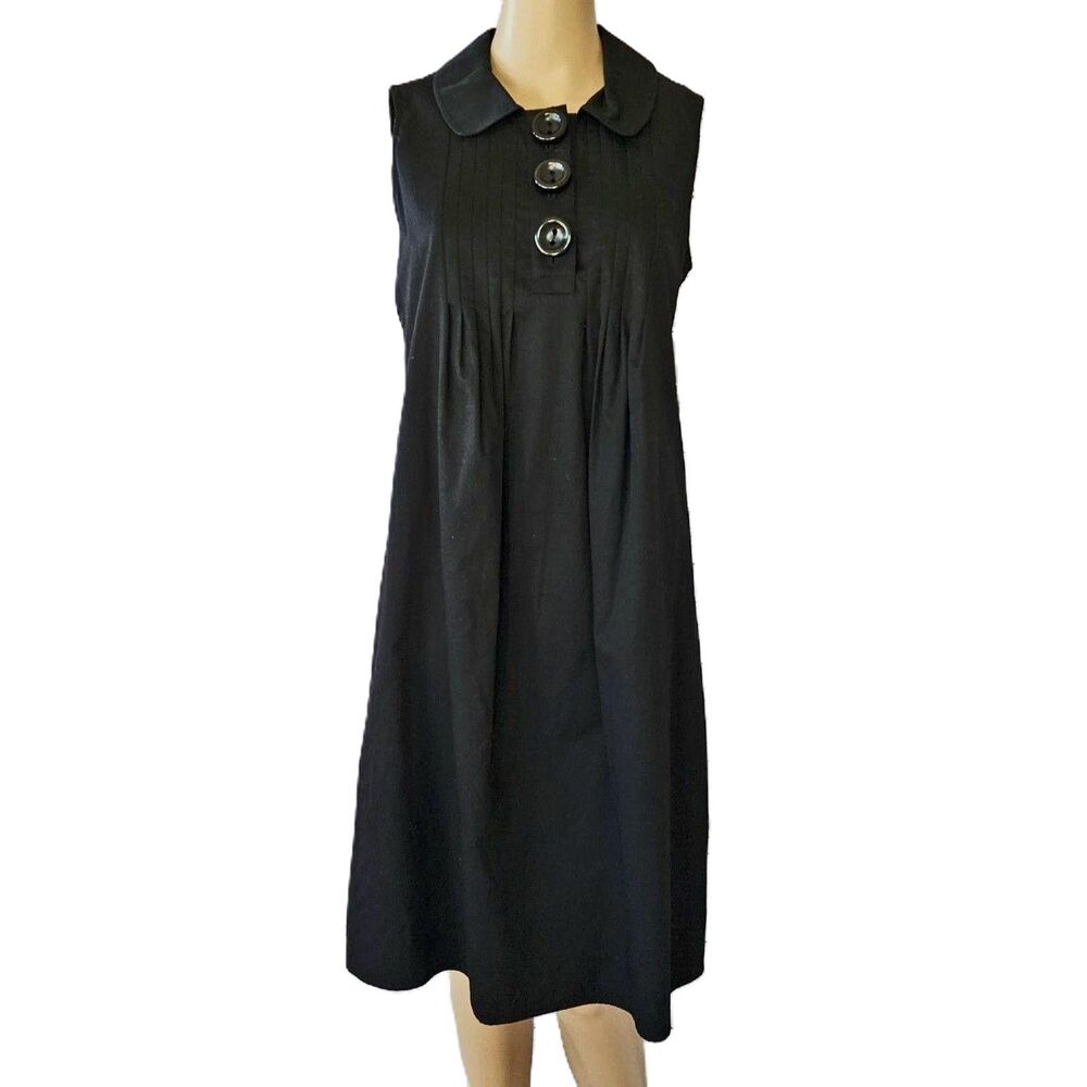 Atelier Black 100% Cotton Pintuck Pleated Sleeveless Babydoll Dress Size 4 NWT